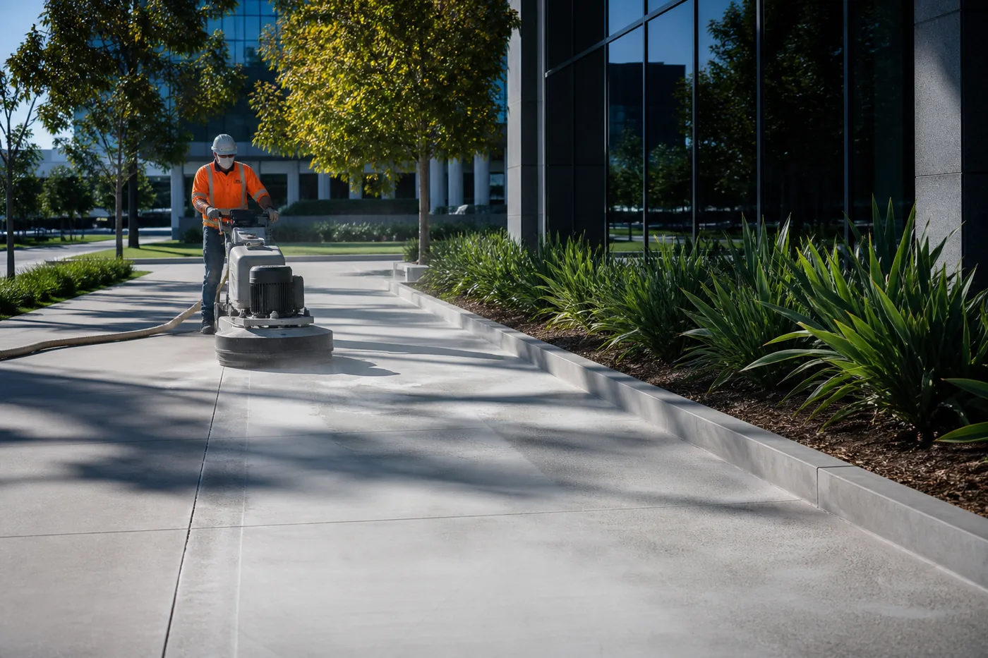 Sidewalk grinding at a commercial property