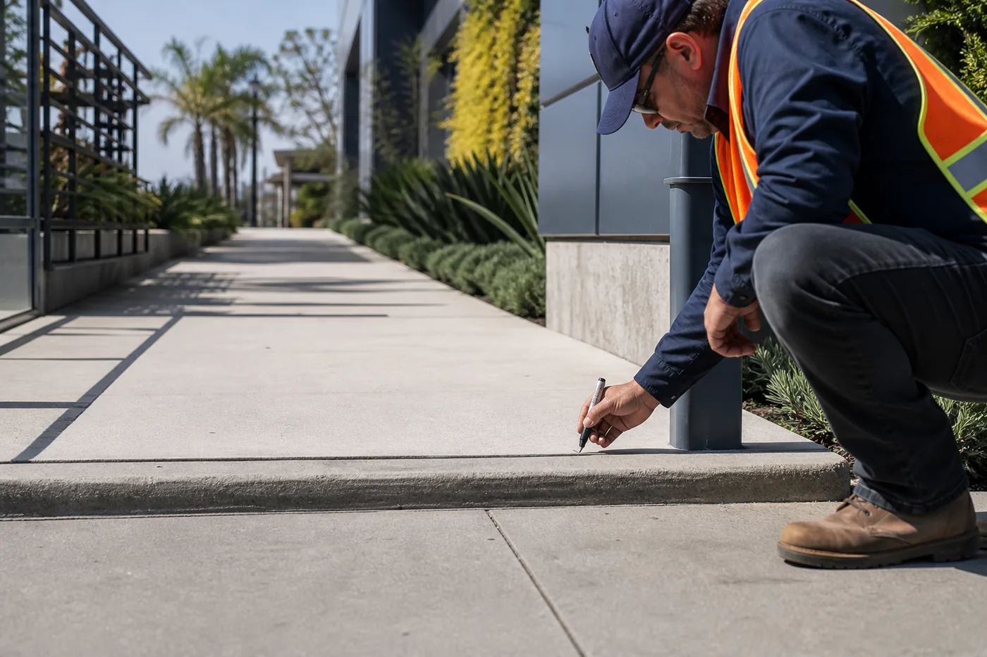 Commercial walkway trip hazard repair